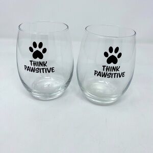 Think Pawsitive Stemless Wine Glasses